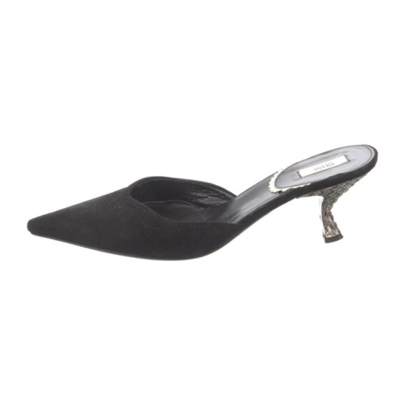 Prada Suede Black Leather Mules - 39.5 / 9.5 - Picture 1 of 5